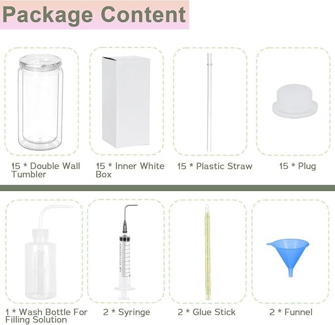 15 Pack Acrylic Snow Globe Tumbler, 16 Oz Pre Drilled Double Wall Snow Globe - Image 2