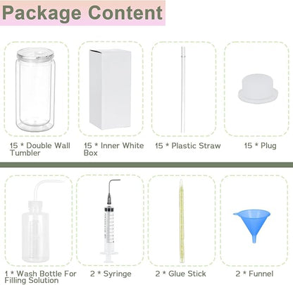 15 Pack Acrylic Snow Globe Tumbler, 16 Oz Pre Drilled Double Wall Snow Globe - Image 2