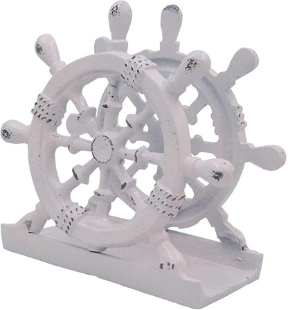 THDC Nautical Napkin Holder, Lunch, Dinner, Nautical Collection Napkin Holder, Made of Metal (Wheel Distressed Pink)