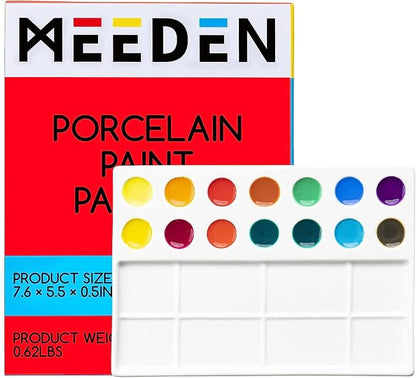 MEEDEN 22-Well Ceramic Watercolor Palette, Rectangle Porcelain Artist Paint by MEEDEN