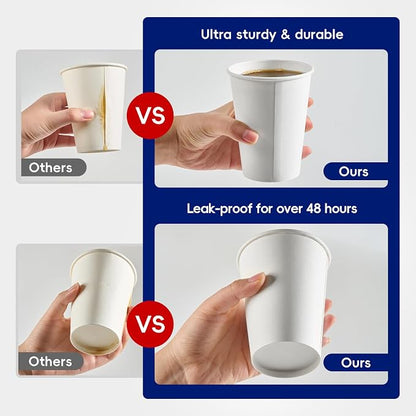 JOLLY CHEF 300 Pack Disposable Coffee Cups 10 oz, Versatile White Hot Beverage - Image 3