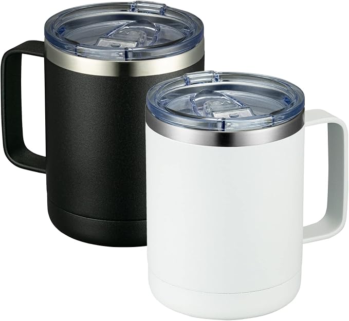 MEWAY 12oz Coffee Mug With Handle 2 Pack Bulk, Stainless Steel Insulated Travel by MEWAY