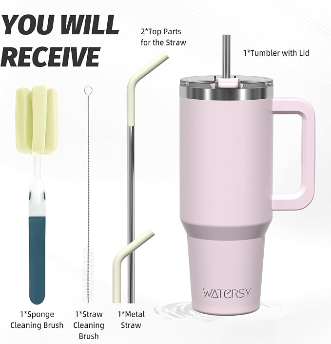 40 oz Tumbler with Handle, Tumbler with Lid and Straw, Double Wall Insulated - Image 3