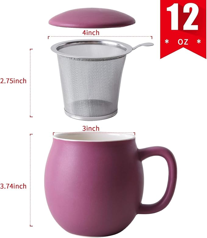 Yundu 12 OZ Matte Purple Ceramics Teacup - Image 2