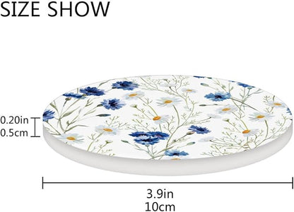 Coasters for Drinks Cup Coasters for Coffee Table Desk Cup Mat Cork Backing for Coasters Round Home Decor Daisy
