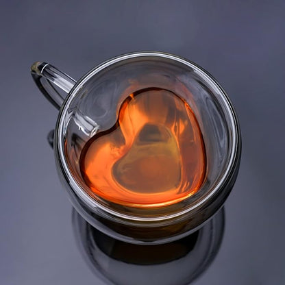 Heart Shaped Double Walled Insulated Glass Coffee Mugs or Aesthetic Tea Cups - Image 4