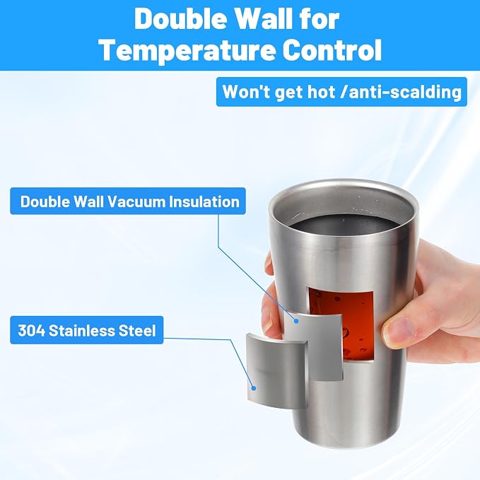4 Pcs 12 oz Stainless Steel Pint Cups Shatterproof Cup Double Wall Vacuum Small - Image 3