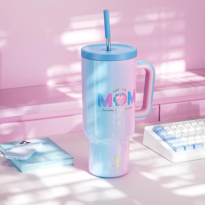 Meoky 40 oz Tumbler with Handle and Straw: Stainless Steel Insulated Tumbler - Image 7