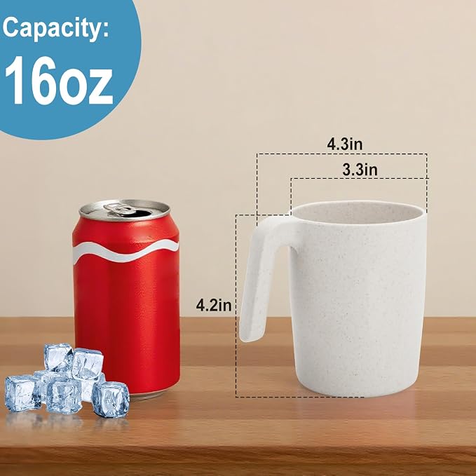 Wheat Straw Cups 16 OZ, Unbreakable Coffee Mugs Set of 6, Alternatives to - Image 2