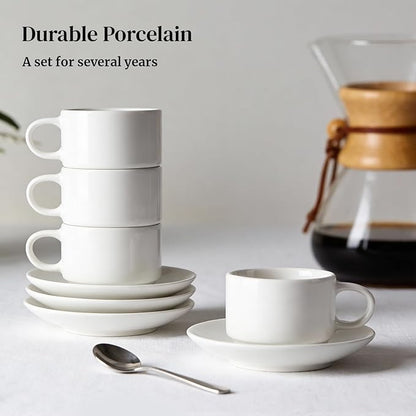 DOWAN 2.5 OZ Stackable Espresso Cups, Porcelain Coffee Cups - Image 6