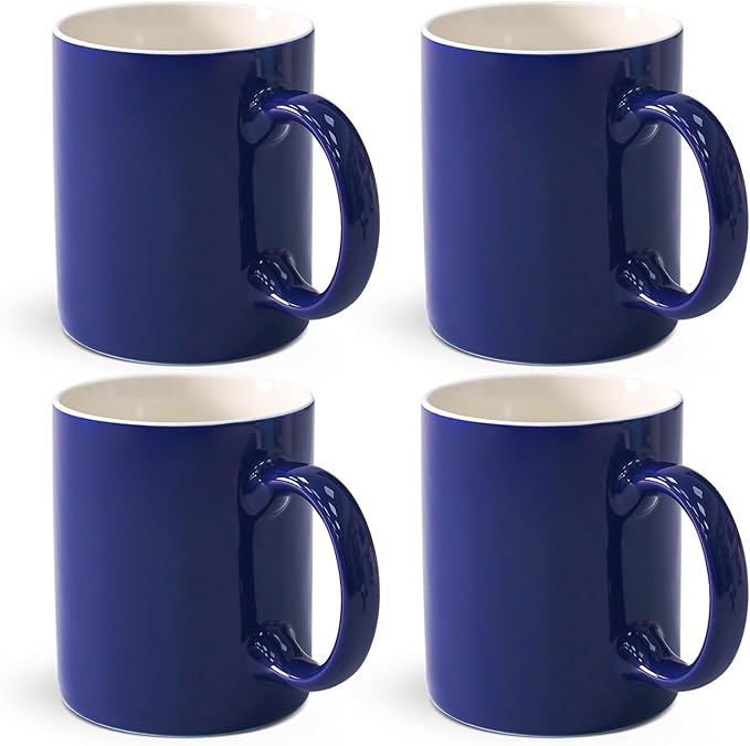 12 oz Cup Plain Gloss Blue Ceramic Coffee Mug Set of 4 by Momugs