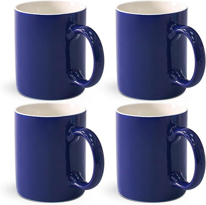 12 oz Cup Plain Gloss Blue Ceramic Coffee Mug Set of 4 by Momugs