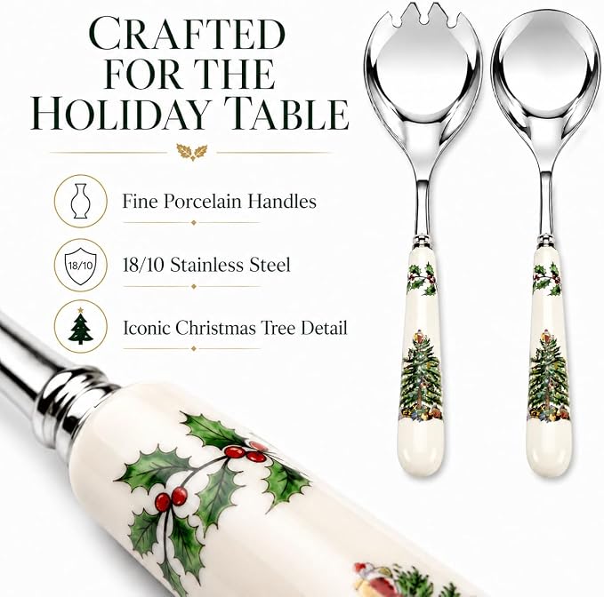 Spode – Christmas Tree – Christmas Tree Salad Servers - Image 3