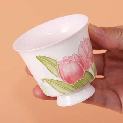 KAMMAK Ceramic Tea Cups Set of 2, 2.5 oz, Vintage Small Teacups, 713N | Hand - Image 4