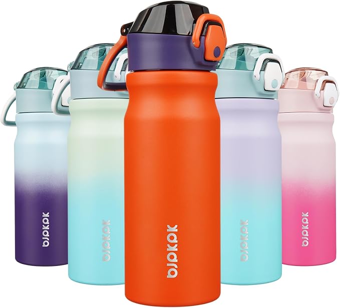 BJPKPK 18 oz Water Bottle with Straw & Handle, Insulated Stainless Flask | Leak by BJPKPK