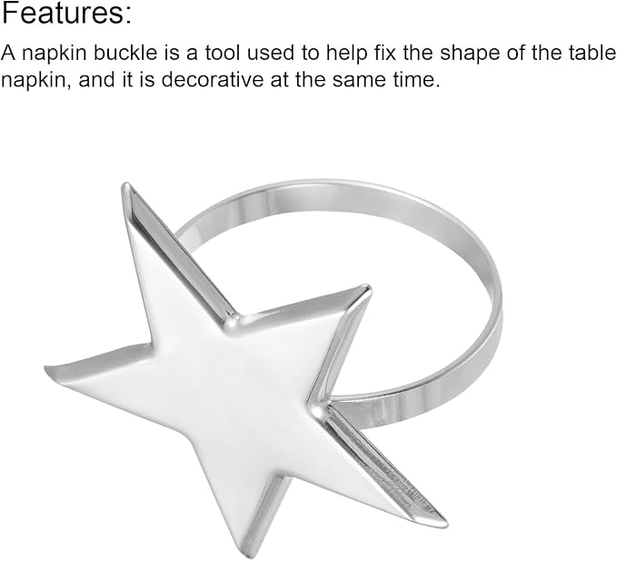 uxcell Metal Napkin Rings Set of 6, Star Napkin Ring Holder Buckle - Image 4