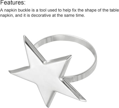 uxcell Metal Napkin Rings Set of 6, Star Napkin Ring Holder Buckle - Image 4