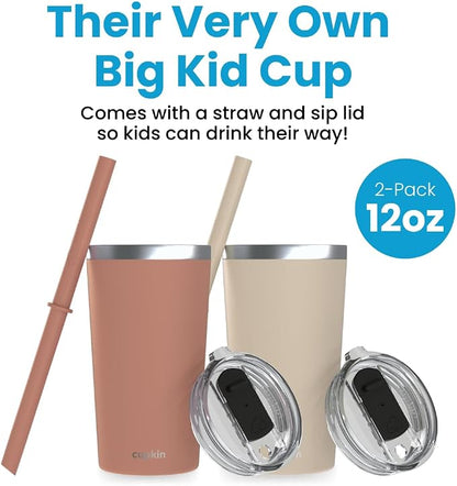 CUPKIN Toddler Tumblers, The Original 12 oz Stackable Stainless Steel Cups - Image 2