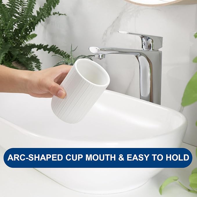 Bathroom Tumbler Cup Ceramic 12.6oz Reusable Toothbrush Cup 375ml, Toothbrush - Image 5