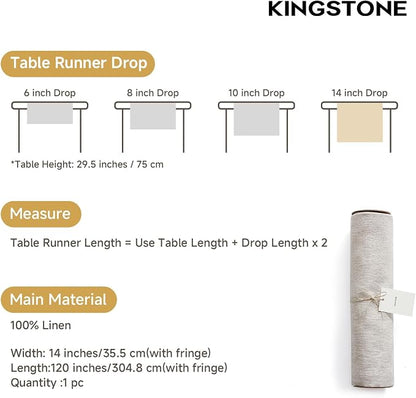 100% French Linen Table Runner 120", 210GSM Heavyweight Artisanry, Crease-Free - Image 6
