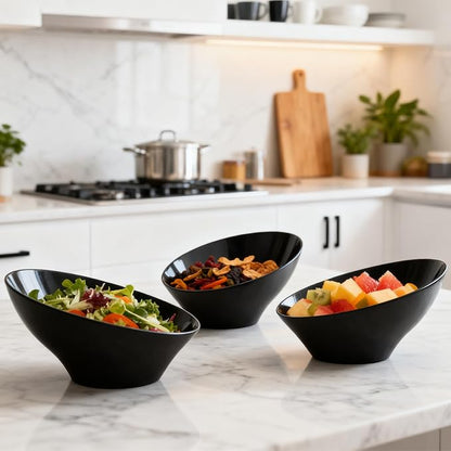 Bestluck 20 Oz Black Plastic Party Bowls, 12 Pack | Disposable Snack Bowls - Image 6