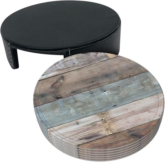 6 Pcs Rustic Wooden Vintage Western Country Blue Gray Leather Coasters - Image 4