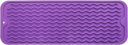 Silicone Dish Drying Mat for Multiple Usage,Easy clean,Eco-friendly,Heat-resistant Silicone Mat for Kitchen Counter,Sink,Bar,Bottle,or Cup Purple M 17 inches x 6 inches