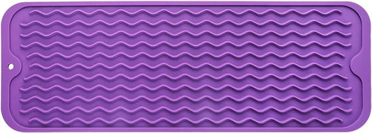 Silicone Dish Drying Mat for Multiple Usage,Easy clean,Eco-friendly,Heat-resistant Silicone Mat for Kitchen Counter,Sink,Bar,Bottle,or Cup Purple M 17 inches x 6 inches