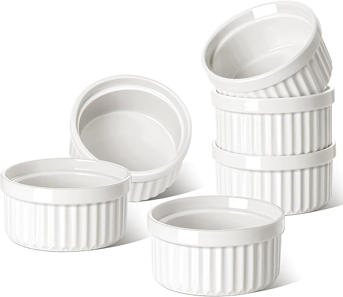 LE TAUCI Ramekins 6 OZ, Ceramic Souffle Dishes, Oven Safe Custard Cups by LETAUCI