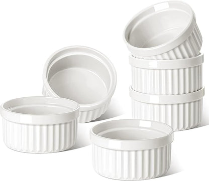 LE TAUCI Ramekins 6 OZ, Ceramic Souffle Dishes, Oven Safe Custard Cups by LETAUCI