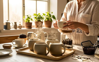 Ceramic Cappuccino Cups with Handle, Natural Beige, 6 oz, Clay Espresso Cups - Image 7
