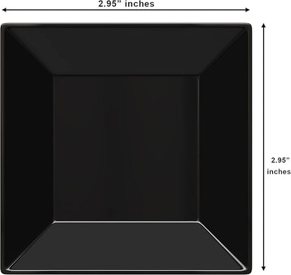 Exquisite Mini Disposable Appetizer Plates - 1200 Pack 2.95" x 2.95" Black Plastic Dessert Plates - Elegant Design for Weddings, Birthdays, and Formal Parties - Stackable and Convenient - BPA Free