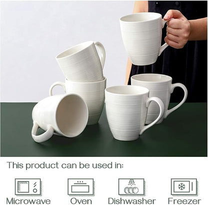 DOWAN Coffee Mugs, 17 Oz Coffee Mug Set of 6, Corrugated Tea Mugs - Image 5