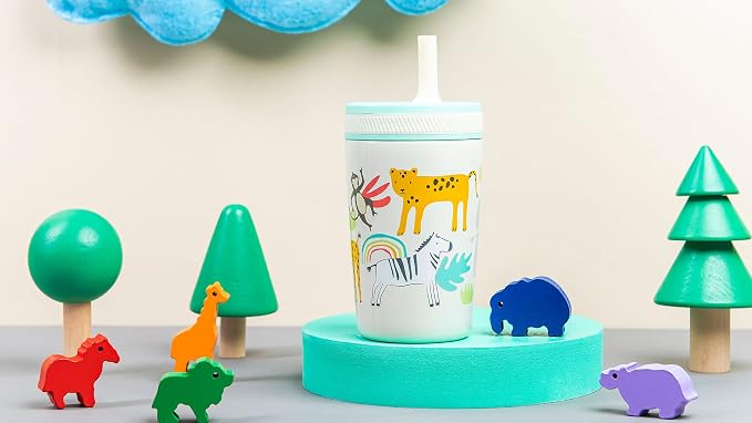 Zak Designs Safari Kelso 12oz Stainless Steel Leak-Proof Toddler Straw Cup - Image 13