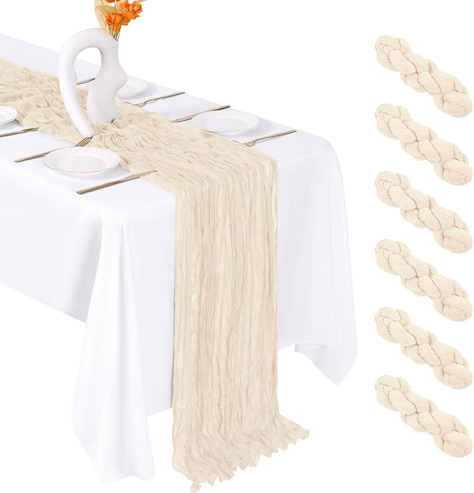 6 Pack Ivory Cheesecloth Table Runner 20 x 120 Inch Gauze Table Runner Fabric by Unknown