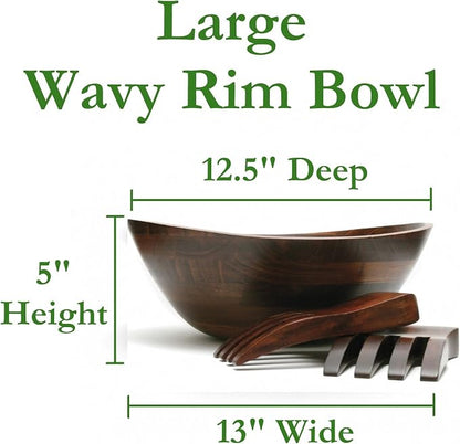 Lipper International Cherry Finished Wavy Rim Serving Bowl - Image 3