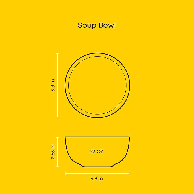 JoyJolt Mesa 23oz Stoneware Soup Bowls, 5.8" Matte White Cereal Bowls Set of 6 - Image 4