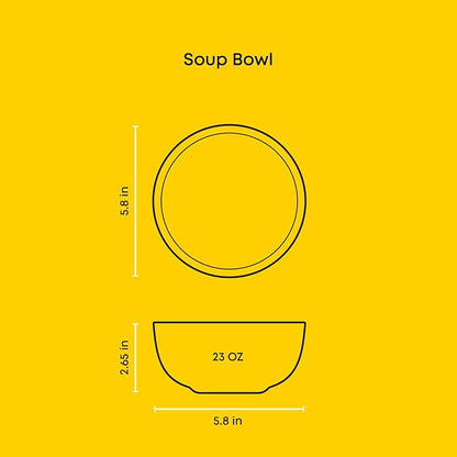 JoyJolt Mesa 23oz Stoneware Soup Bowls, 5.8" Matte White Cereal Bowls Set of 6 - Image 4