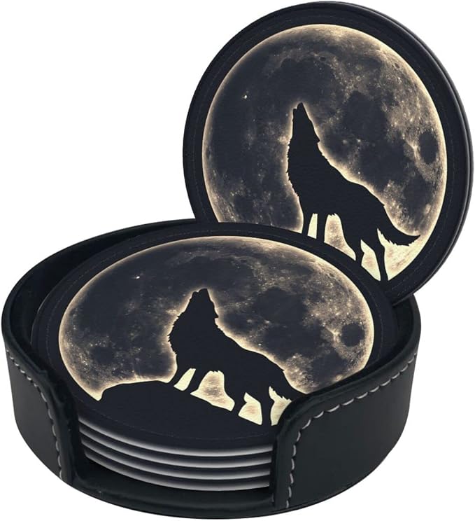 6 Pcs Leather Coasters for Drinks by Famame