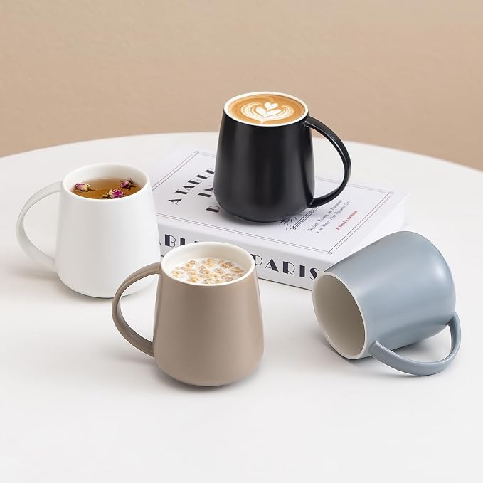 Eyoriza 15Oz Matte Ceramic Coffee Mug, Big Handle, Microwave and Dishwasher Safe - Image 8