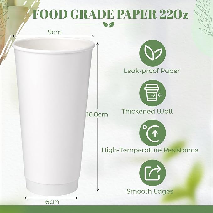 Mifoci 50 Pack 22 oz Disposable Paper Coffee Cups, Travel Cold Cups Bulk - Image 2