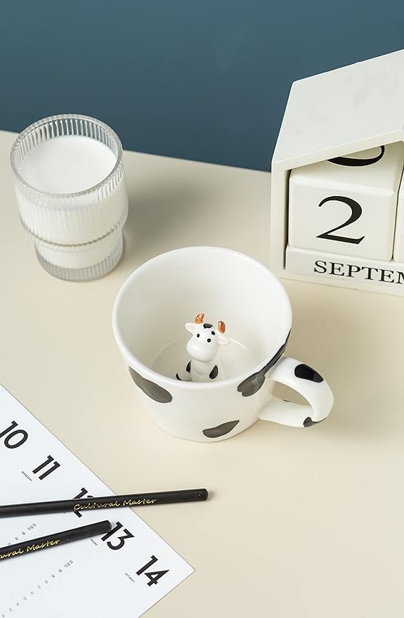 DIHOclub Cow Ceramic Cup Hidden 3D Animal Inside Mug, Cute Cartoon Handmade - Image 3