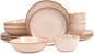 Highland 16pc Dinnerware Set, Unique Organic Shape Double Bowl， Stoneware Plate by HomeVSS
