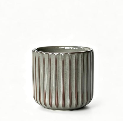Japanese Ceramic Mug, Vintage Tea Cup 6oz Striped Cup No Handle Drinking Cup by Unknown