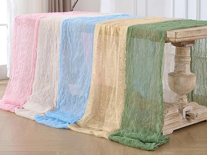 3 Pack Cream White Cheesecloth Table Runners, 120 Inch 10Ft Ivory Gauze Table - Image 8