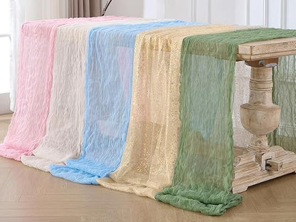 3 Pack Cream White Cheesecloth Table Runners, 120 Inch 10Ft Ivory Gauze Table - Image 8