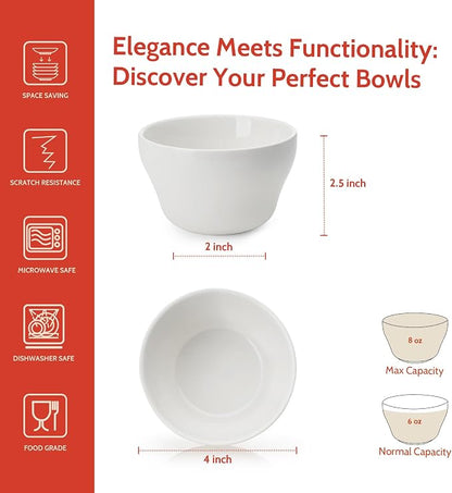 Sweese Set of 6 Porcelain Bouillon Cups, 8 Ounce Capacity, 6.0 Count - Image 2