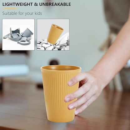 PYRMONT Wheat Straw Cups 12 Oz Alternative Plastic Cups Set of 8 Unbreakable - Image 3