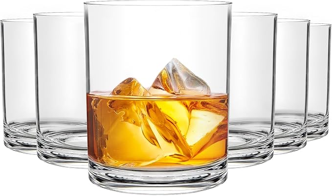 12 Oz Plastic Whiskey Glasses Set of 6 – Unbreakable Old Fashioned Cocktail Cups by R%C3%89%CE%91LW%C3%81Y