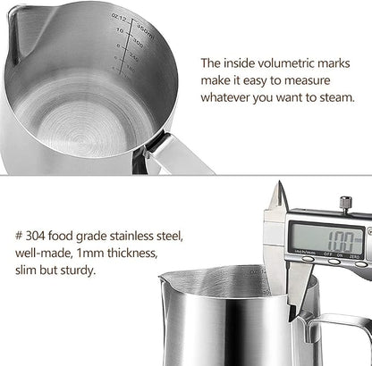 HOOMIL Milk Frothing Pitcher, 12oz/20oz/32oz 304 Stainless Steel | Steaming - Image 4